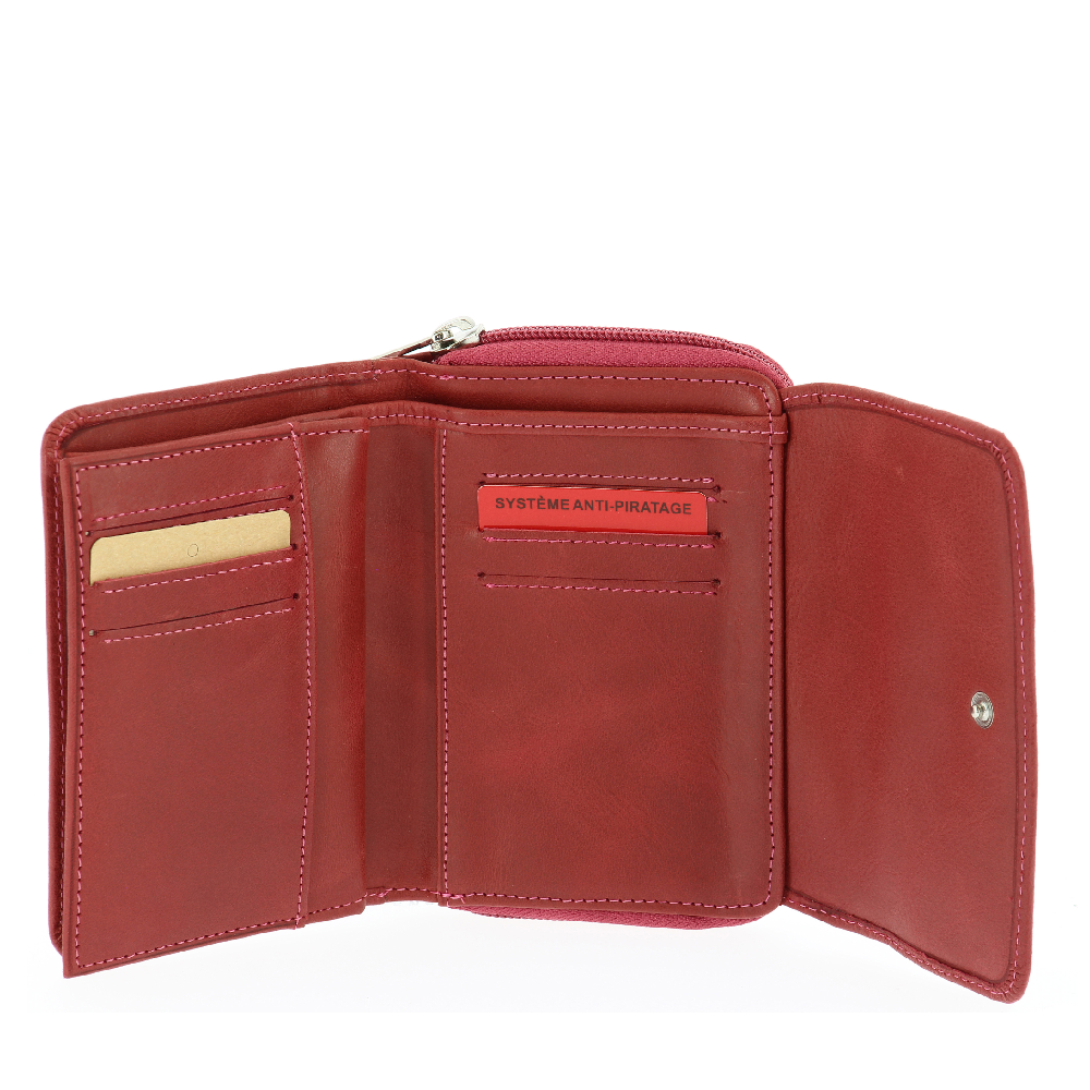 Oiled Leather Wallet and Card Holder Pink
