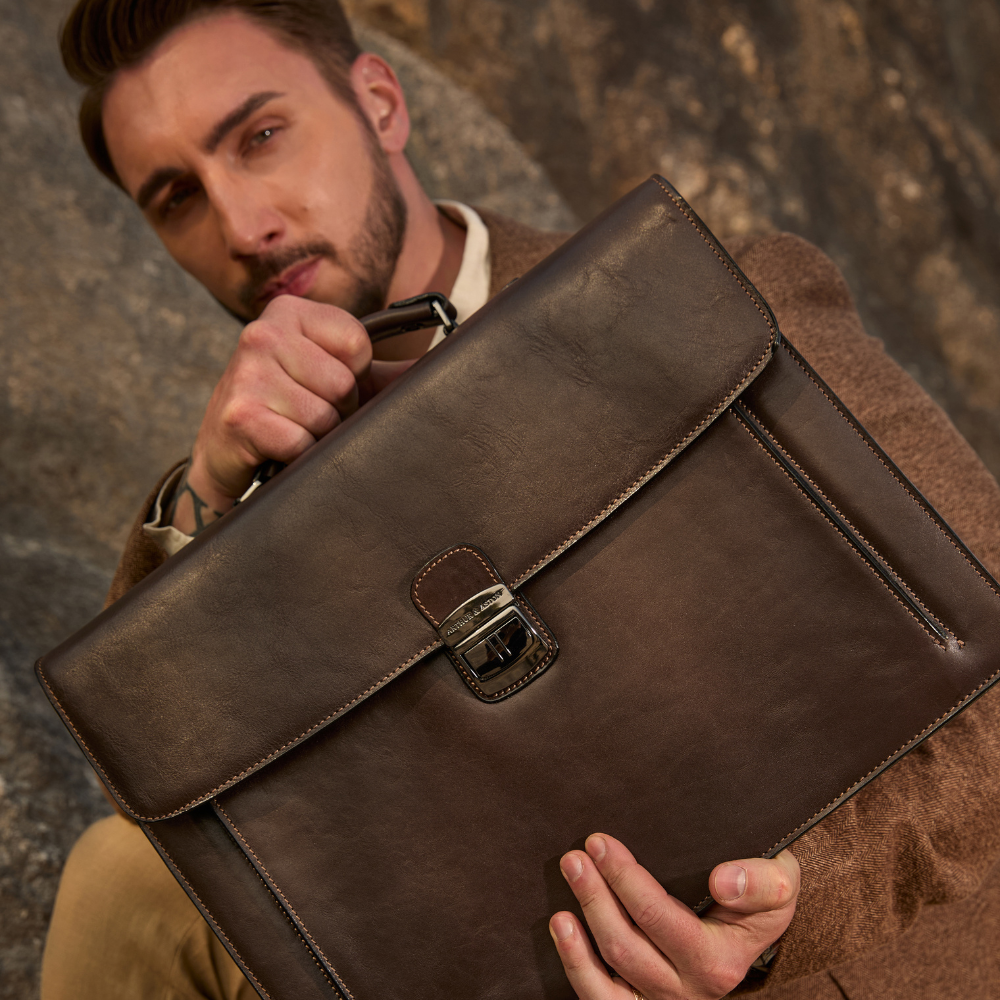 Georges cowhide leather 2-gusset briefcase 1389-04/2S