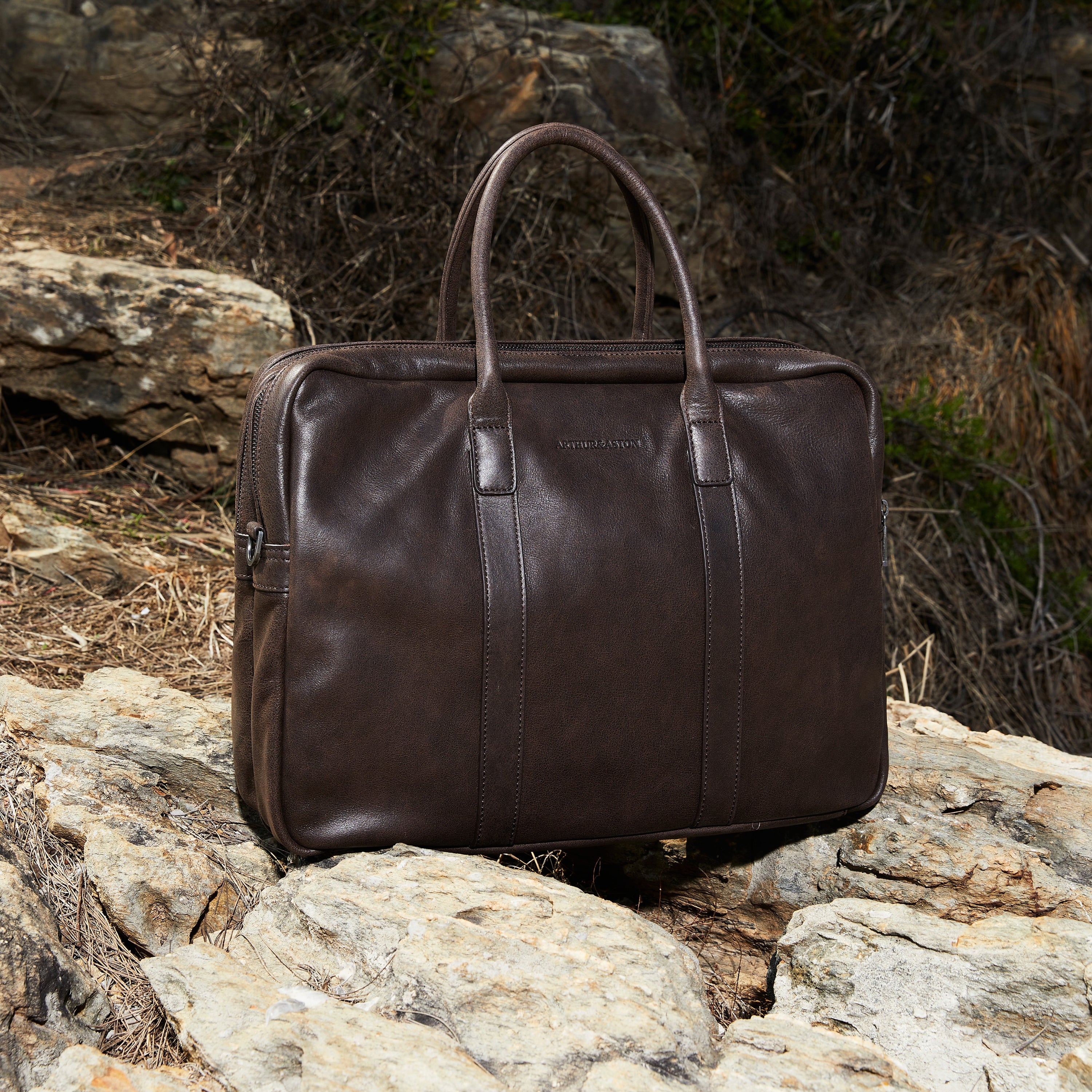 Large Diego leather briefcase
