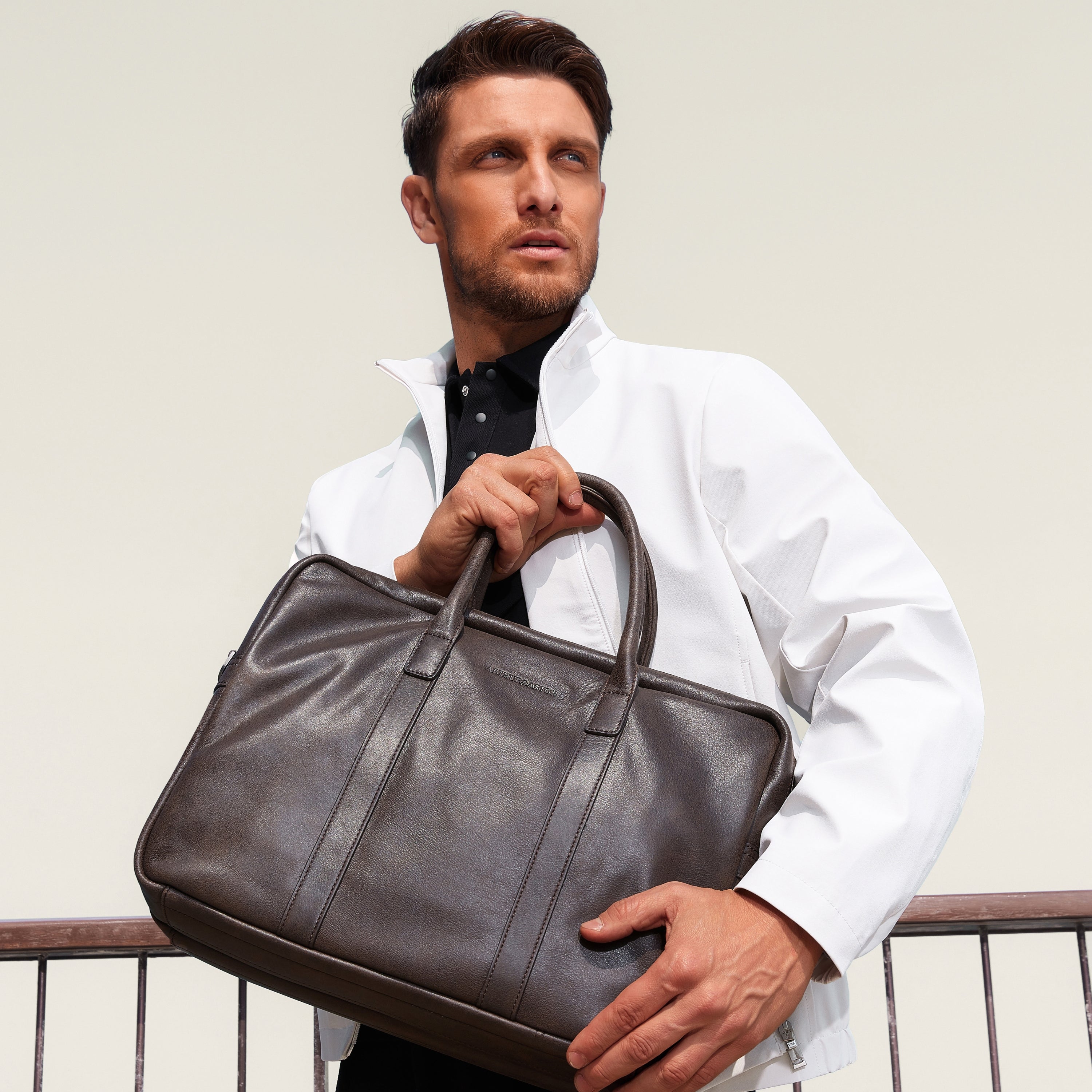 Large Diego leather briefcase