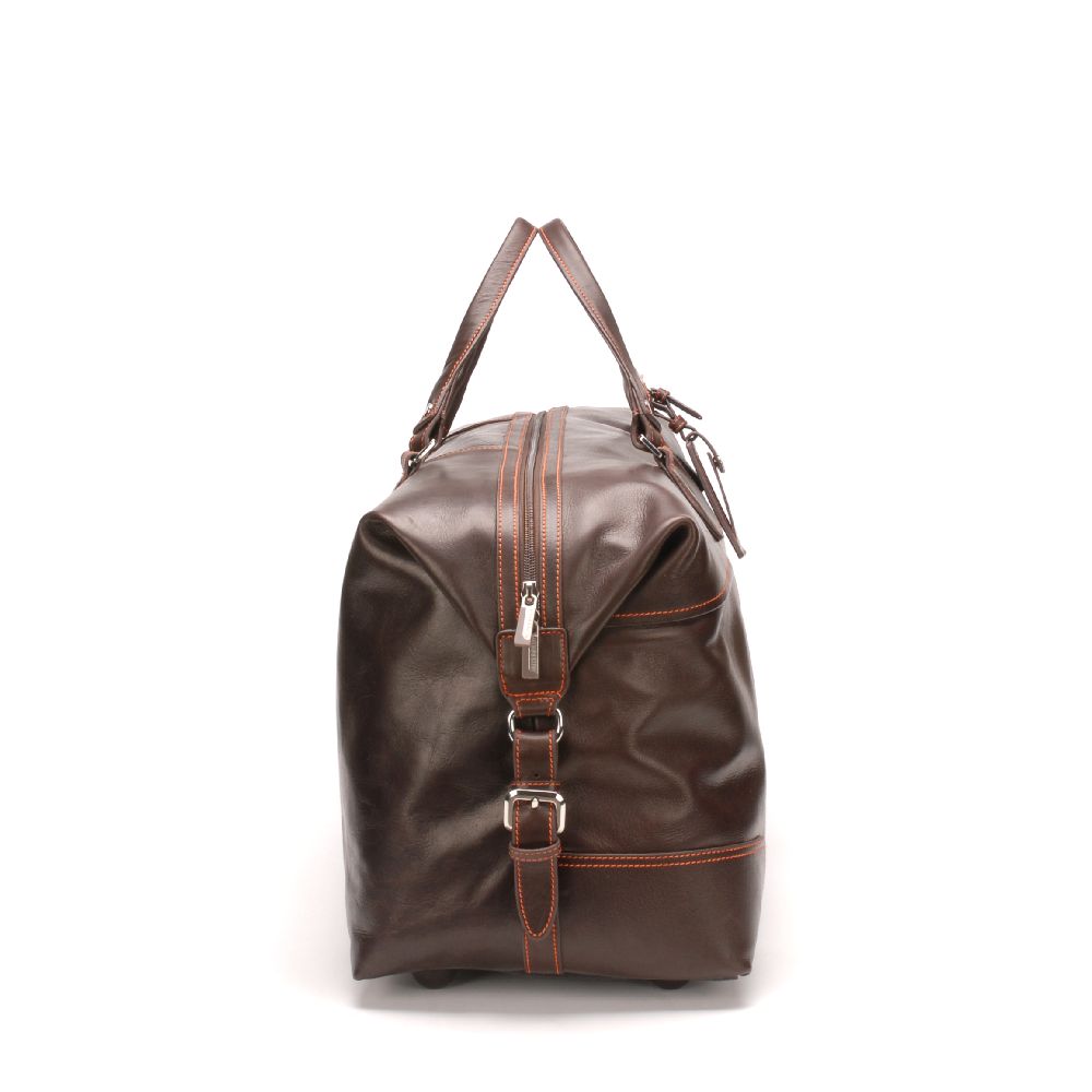 Large travel bag in dipped leather