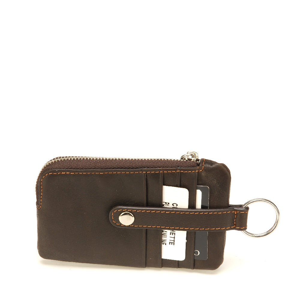 Porte-clé et monnaie Pablo en cuir plongé