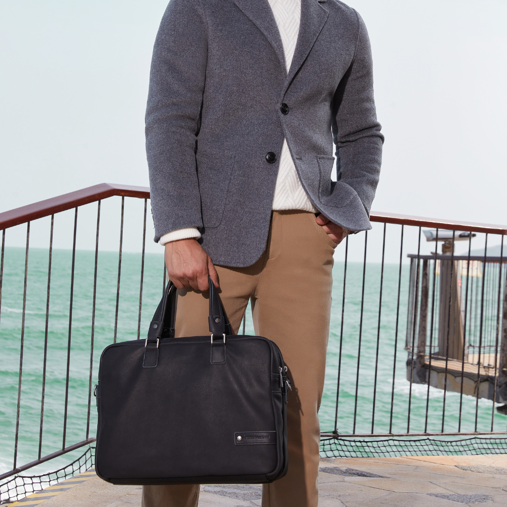 Oscar leather 3-gusset briefcase