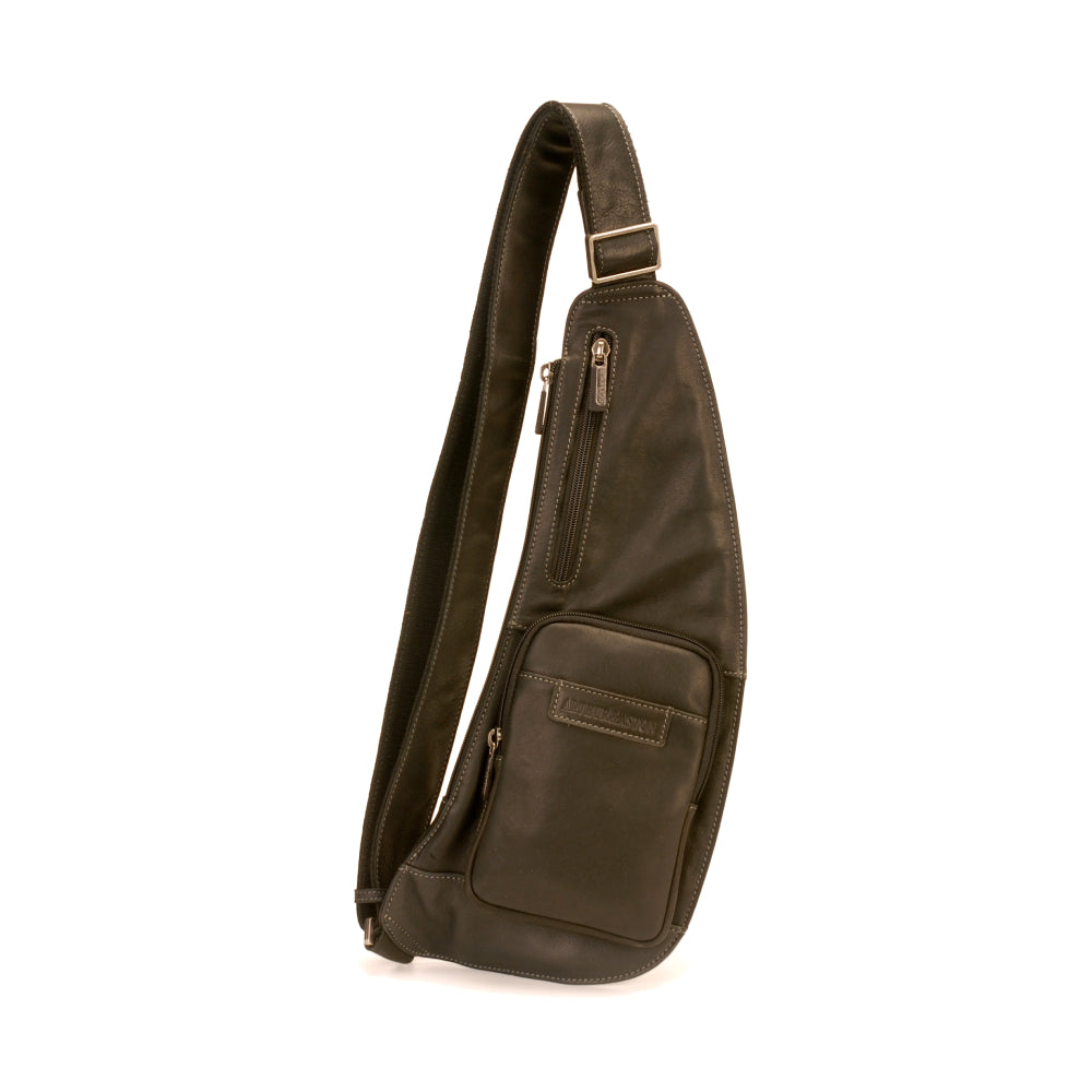 aston leather sling backpack Johany 2028-24 leather body bag