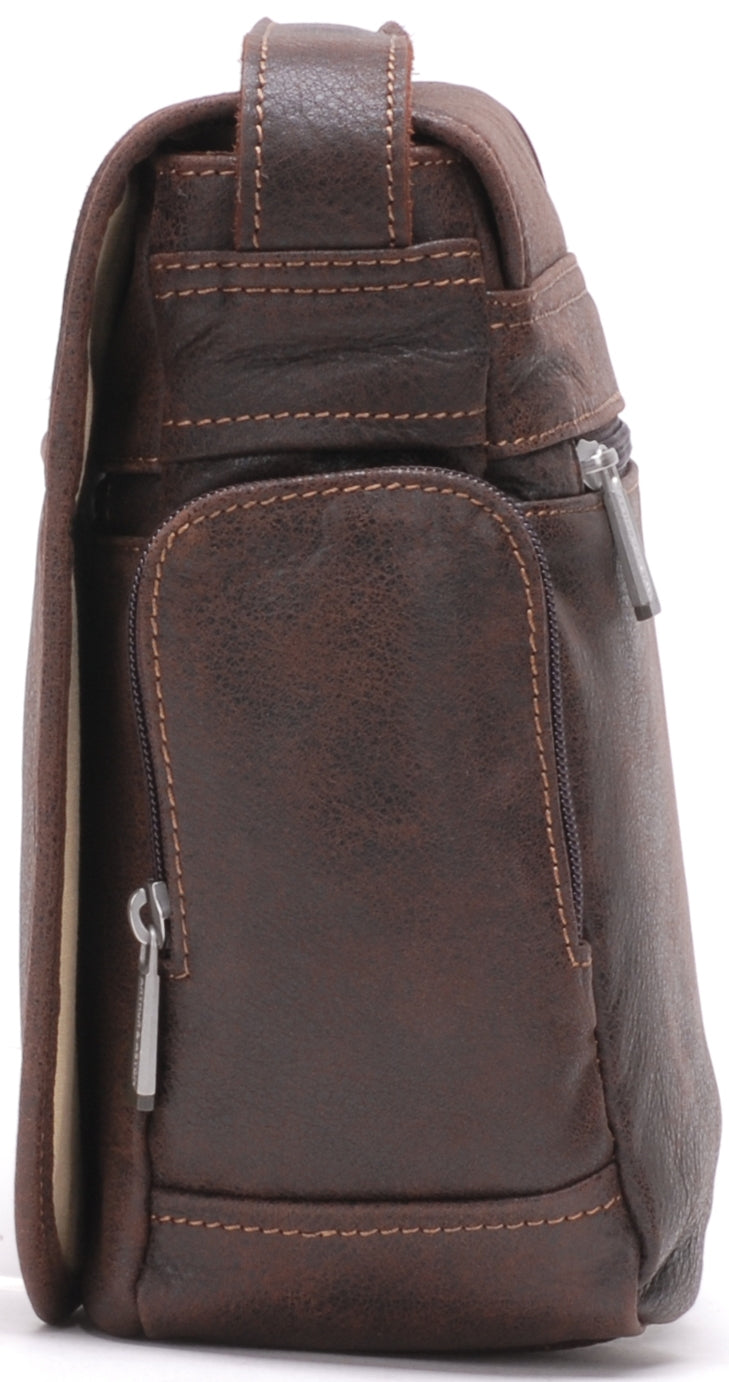 Cristiano destroyed leather crossbody bag, small model