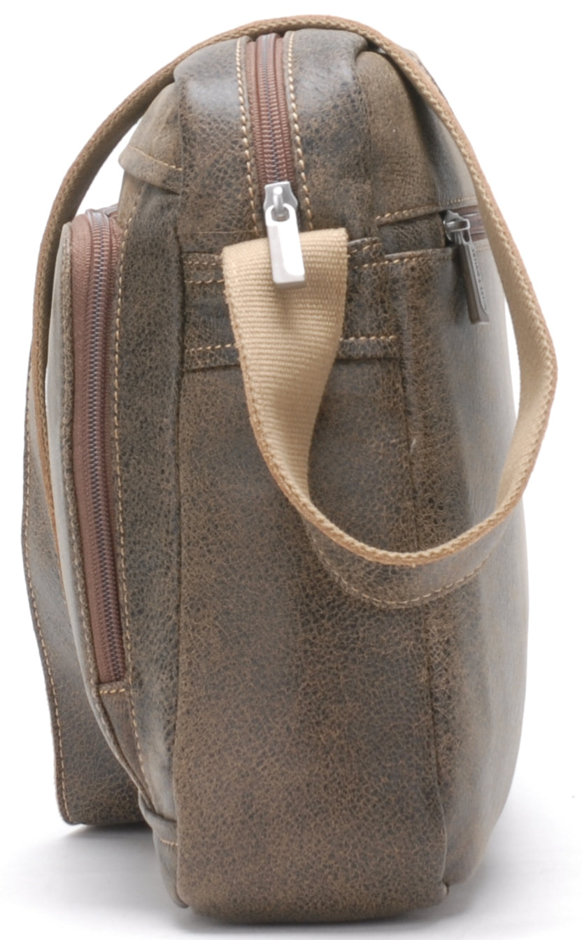 Cristiano destroyed leather satchel bag
