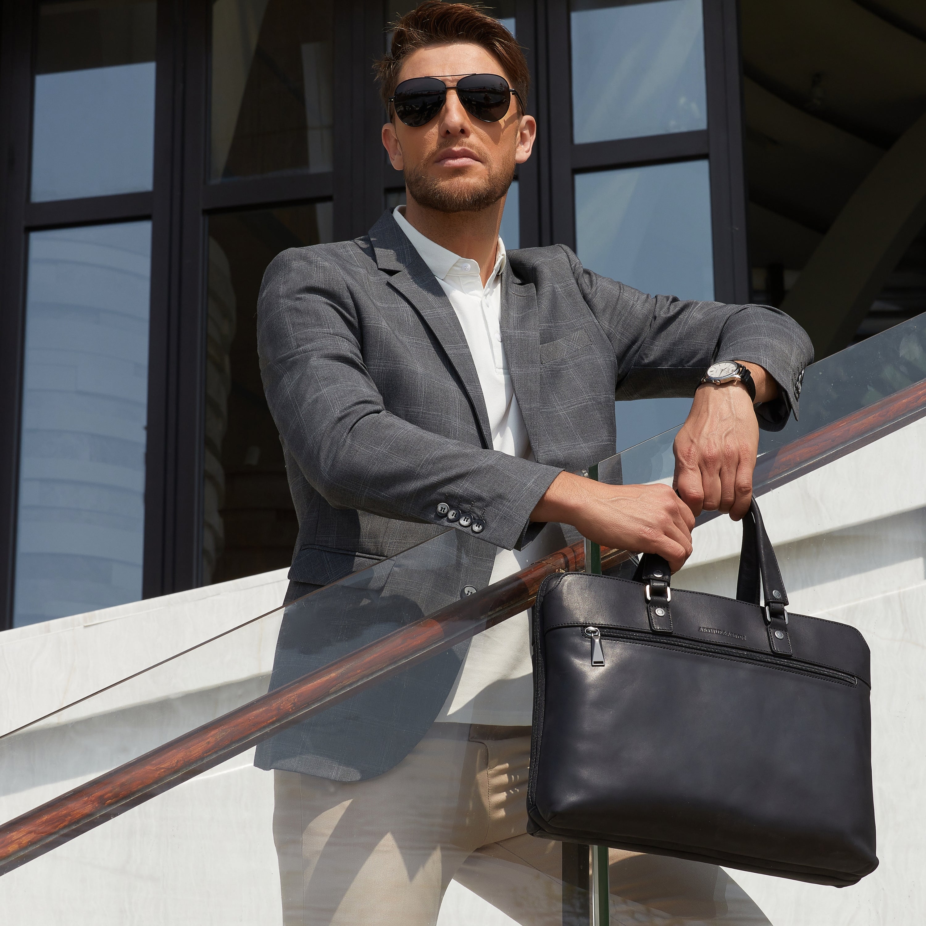 Large Cosmo leather computer bag