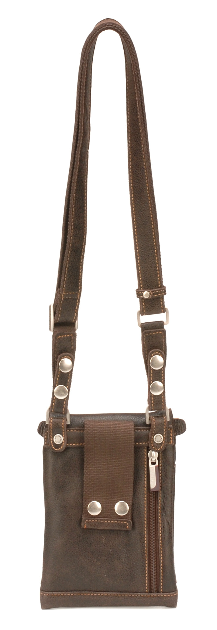 Cristiano leather destroyed flat crossbody or belt pouch