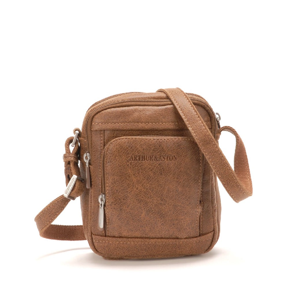 Cristiano destroyed leather crossbody bag, small model