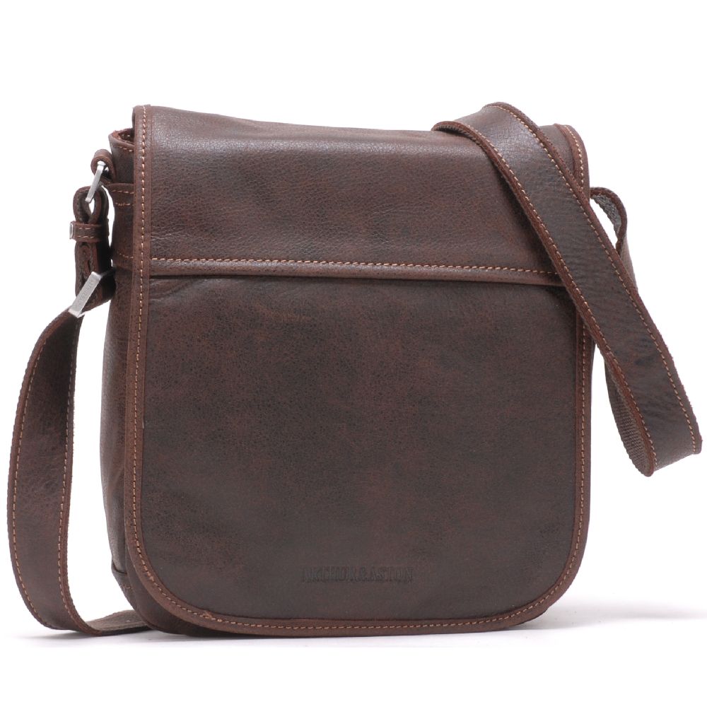 Cristiano destroyed leather crossbody bag, small model