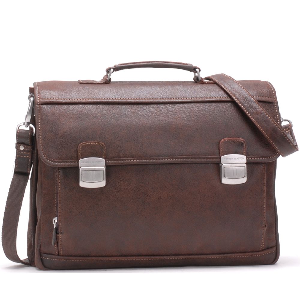 Cristiano leather destroyed 2 gussets briefcase