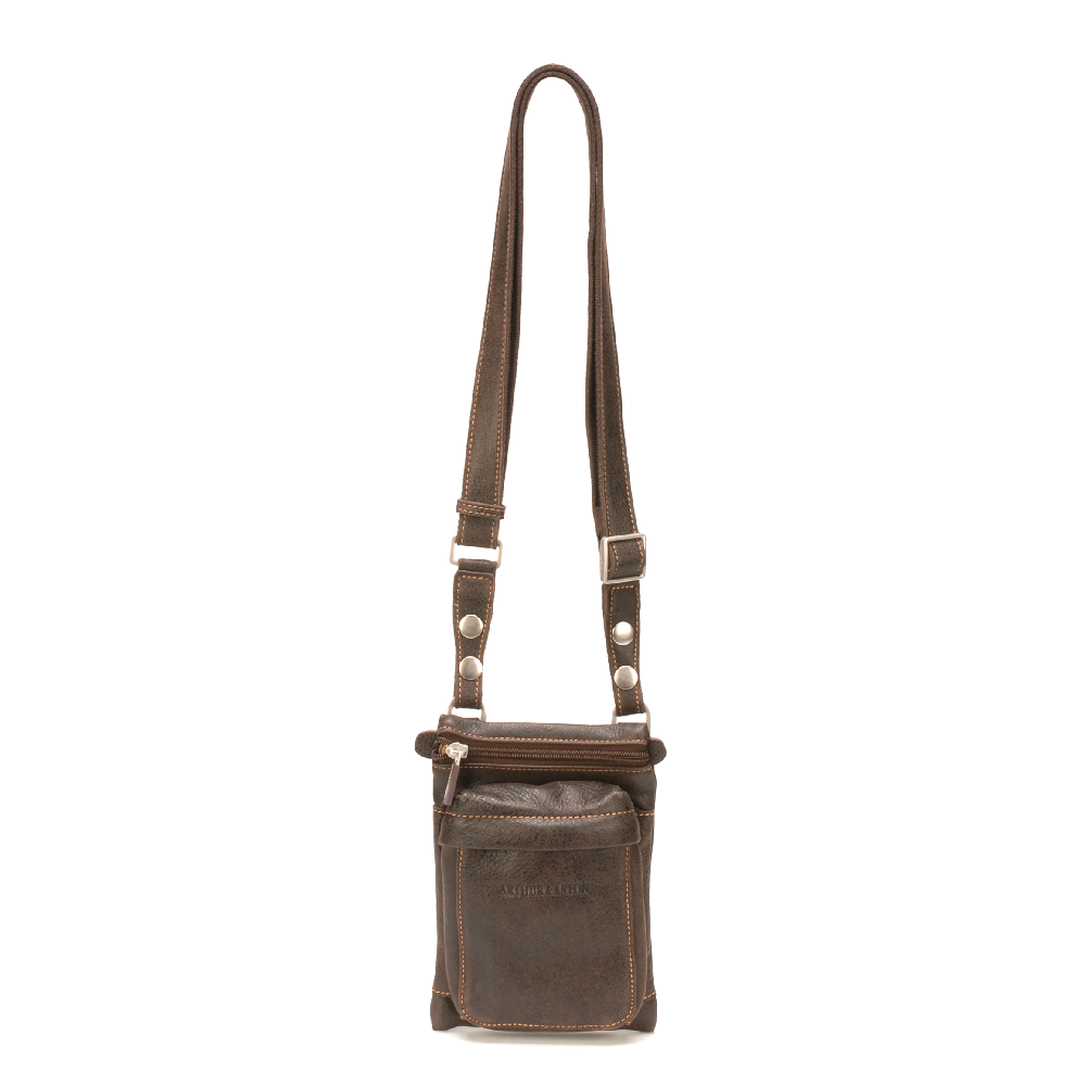 Cristiano leather destroyed flat crossbody or belt pouch