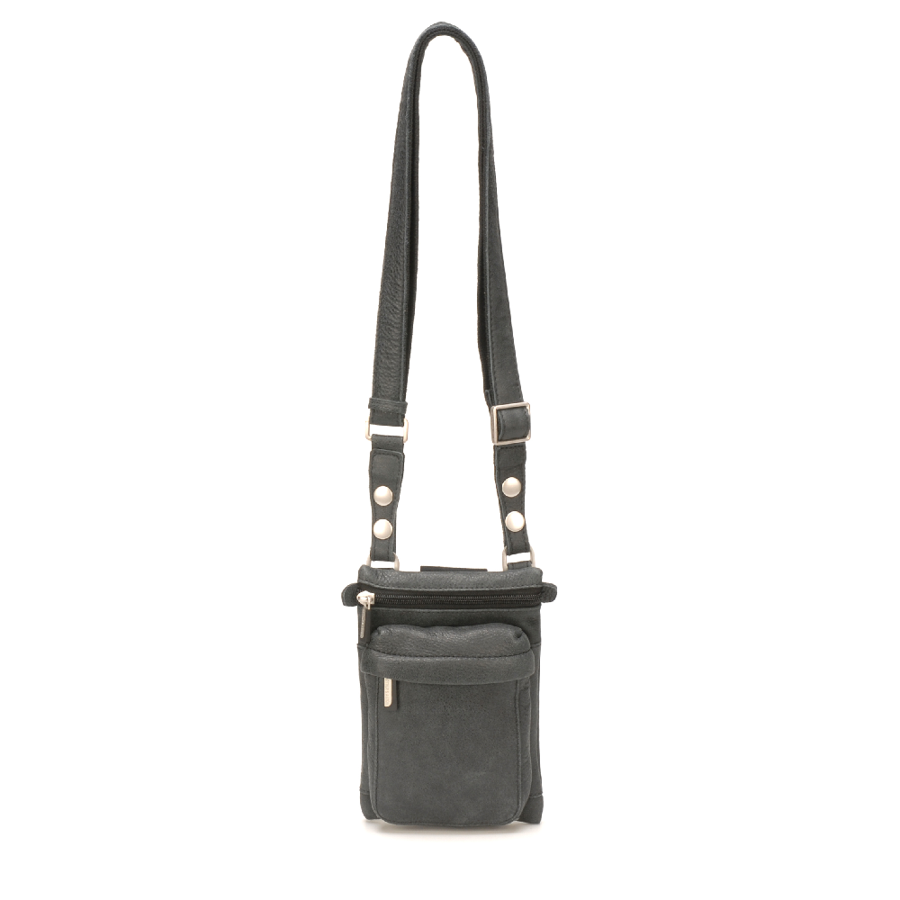 Cristiano leather destroyed flat crossbody or belt pouch