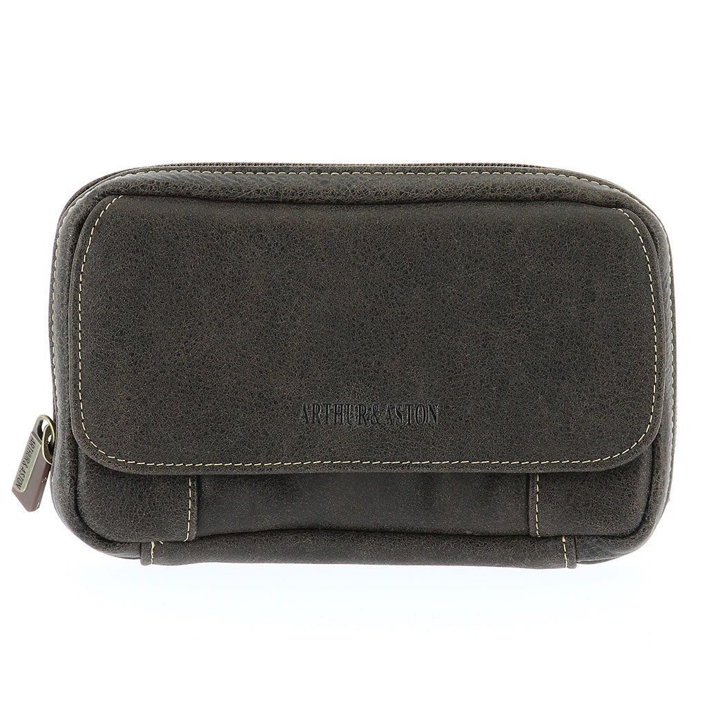 Cristiano destroyed leather belt pouch