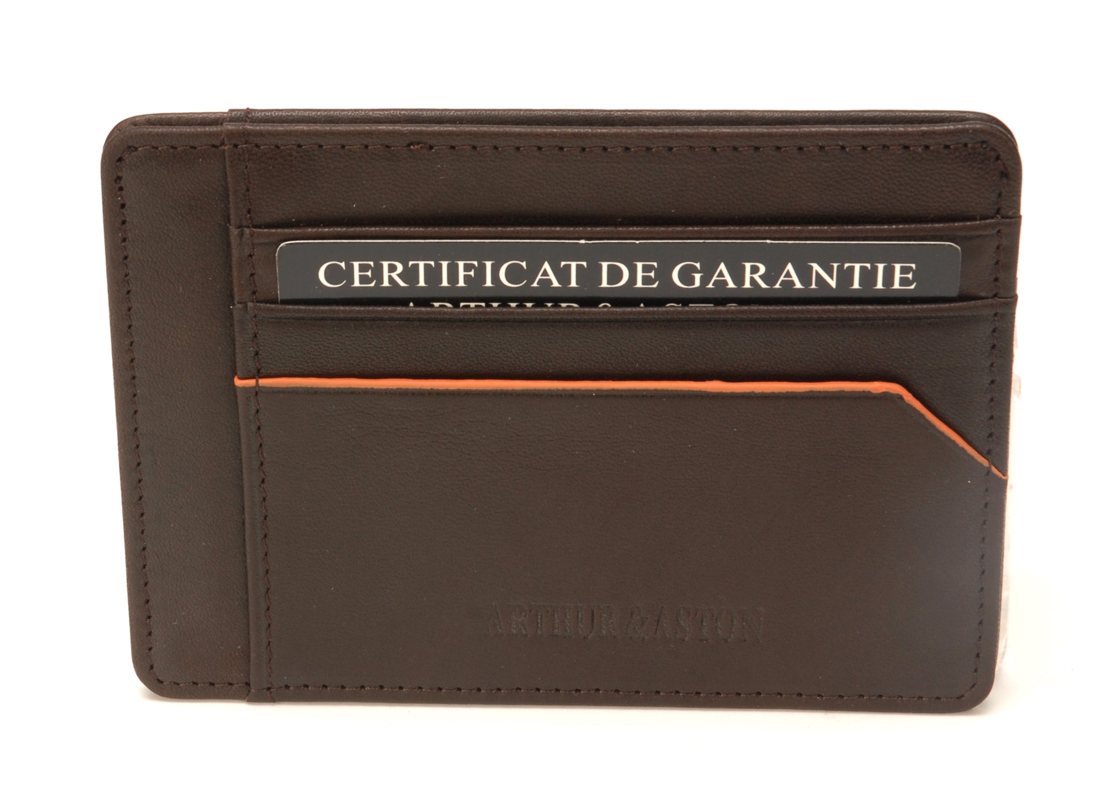 Porte-cartes et papiers Hugo en cuir plongé