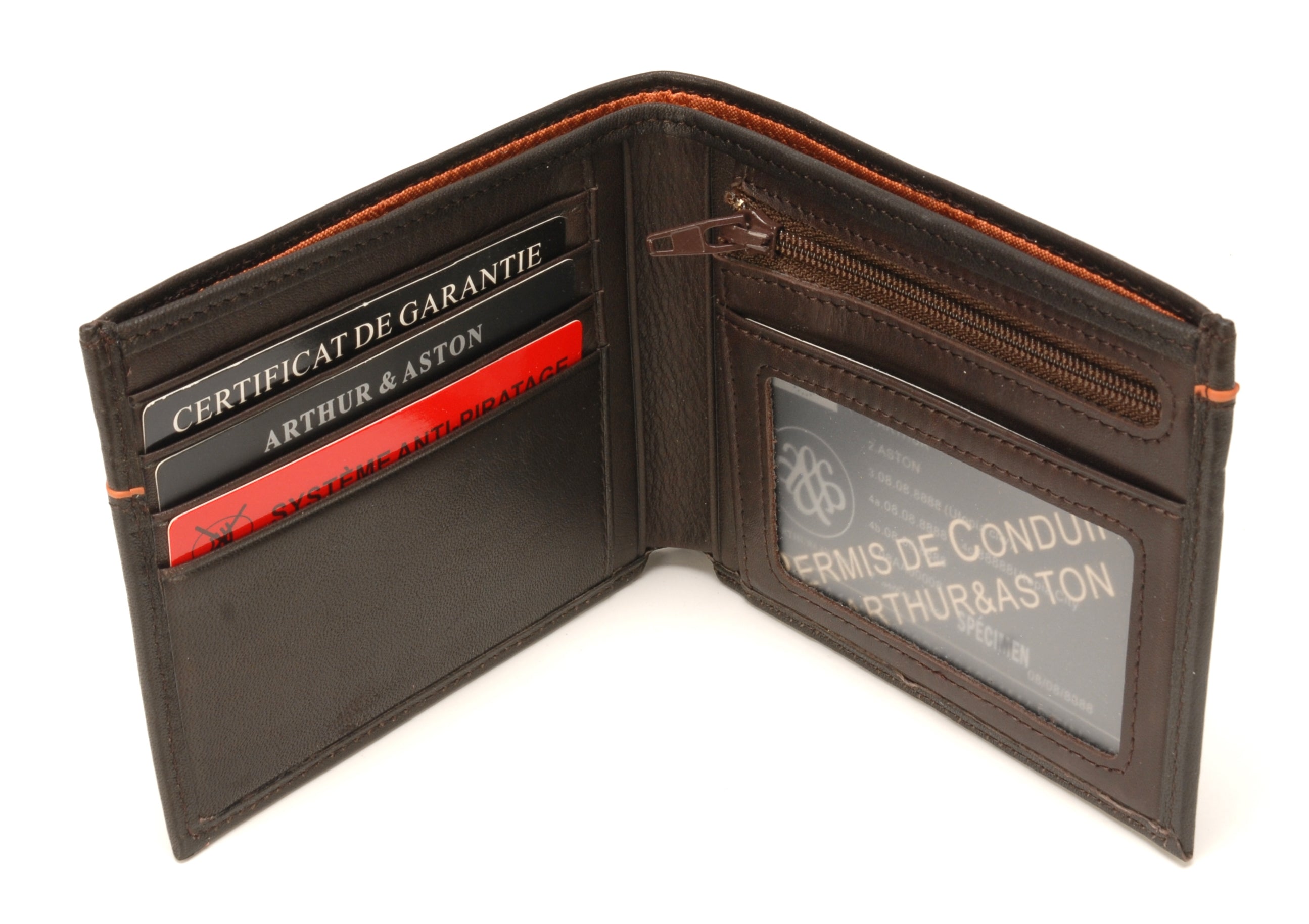 Portefeuille italien Hugo en cuir plongé