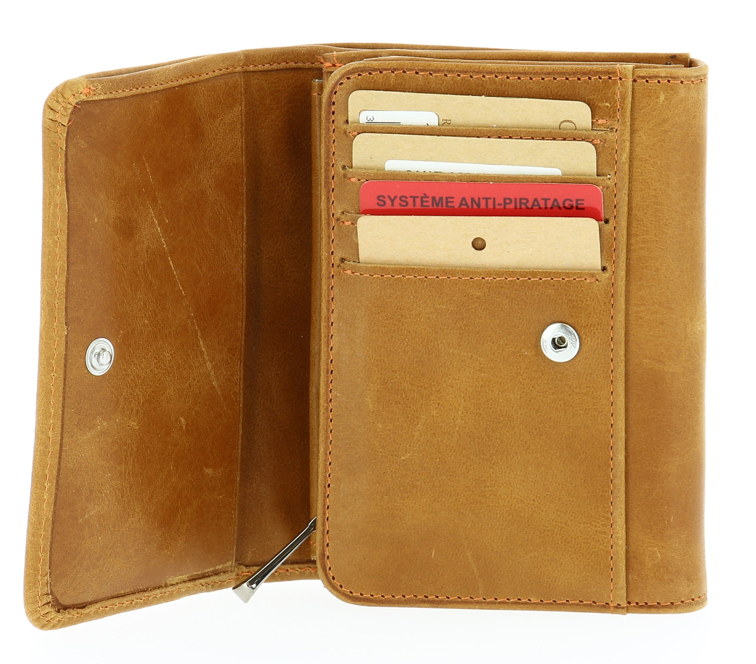 Oiled cowhide leather wallet Pink