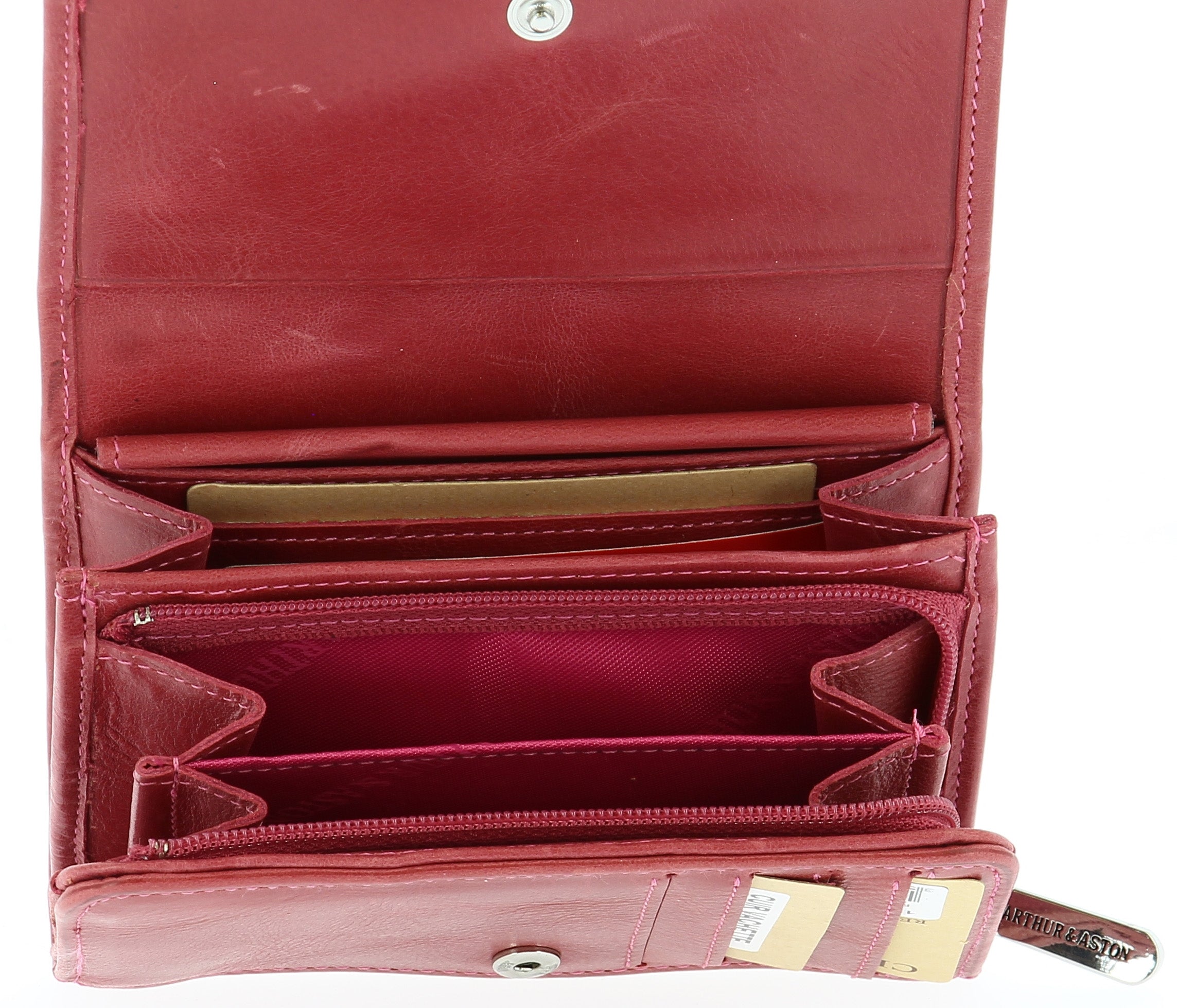 Oiled cowhide leather wallet Pink