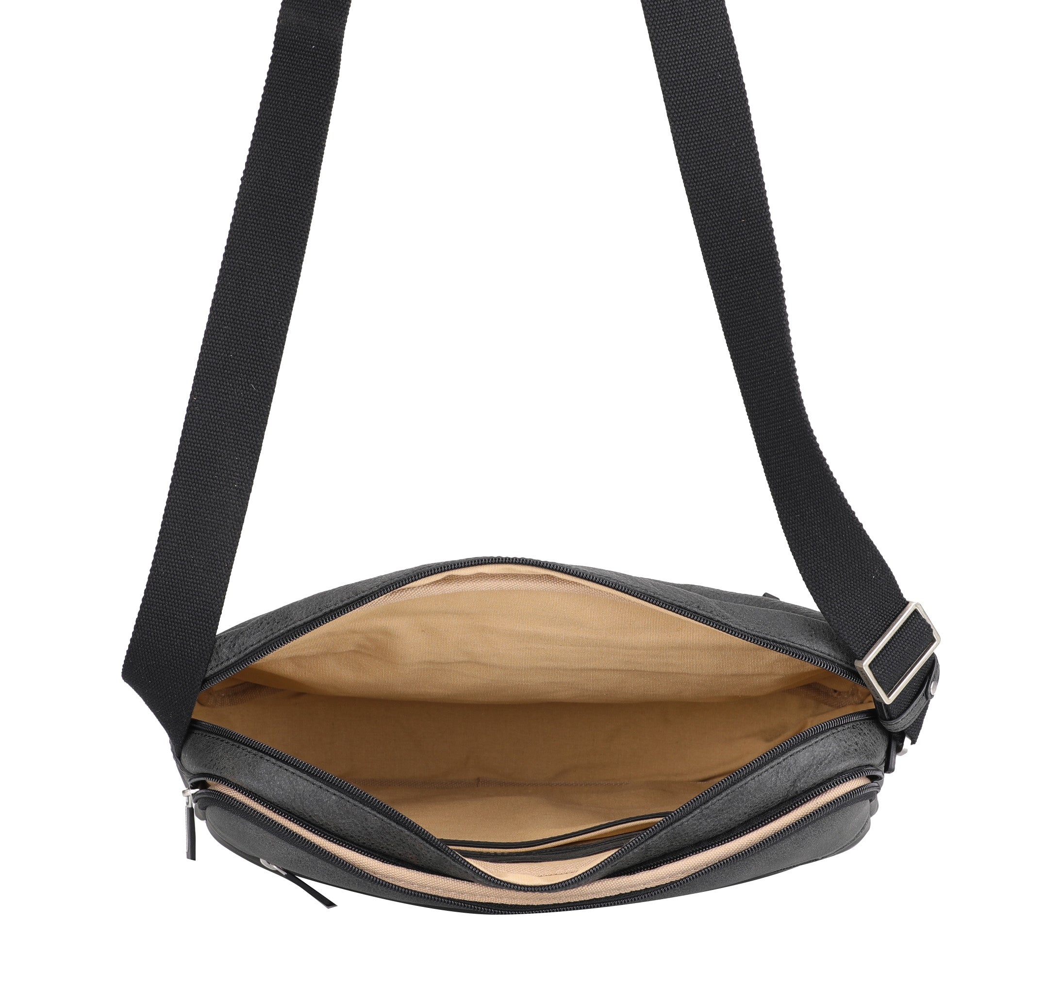 Cristiano destroyed leather messenger bag