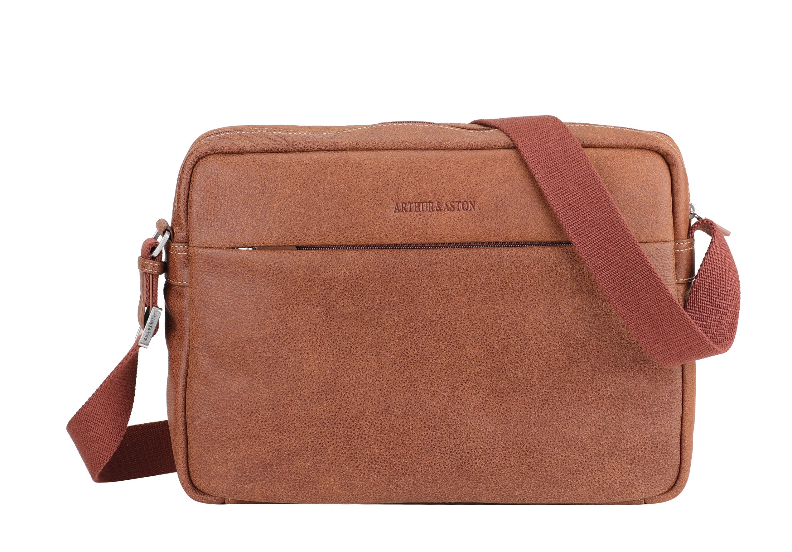 Cristiano destroyed leather messenger bag