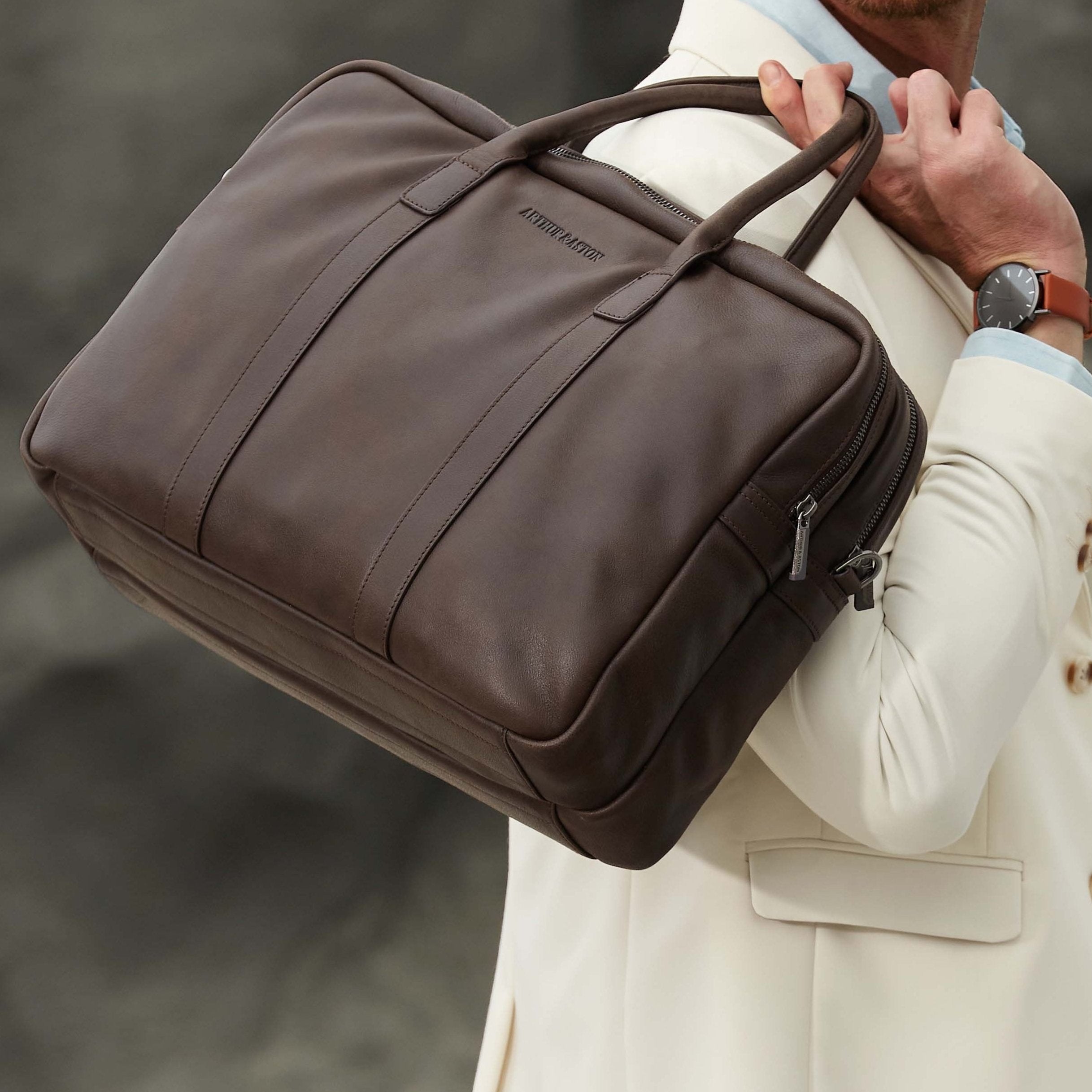 Large Diego leather briefcase