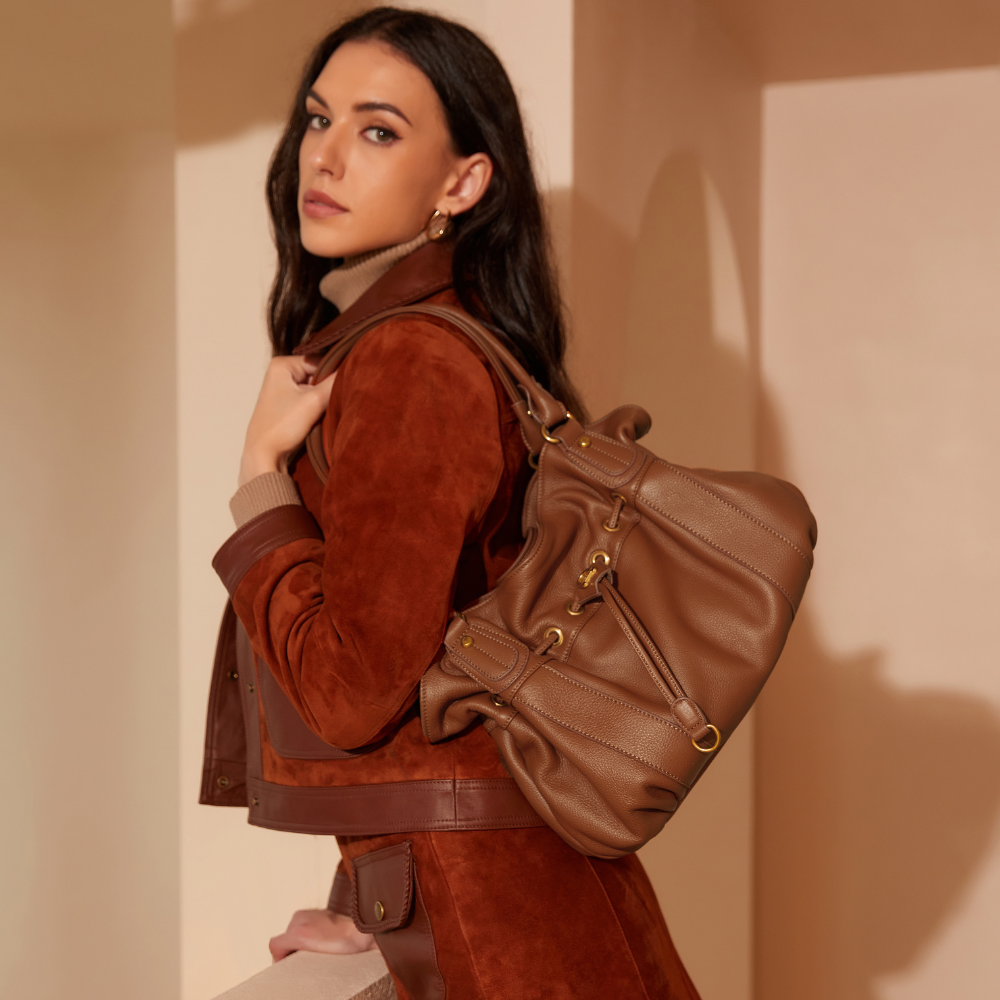 L Camille leather shoulder bag