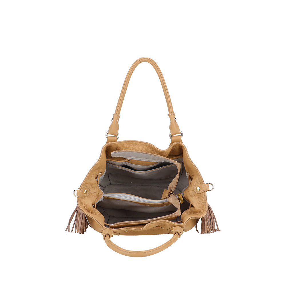 Sac épaule M Camille franges cuir