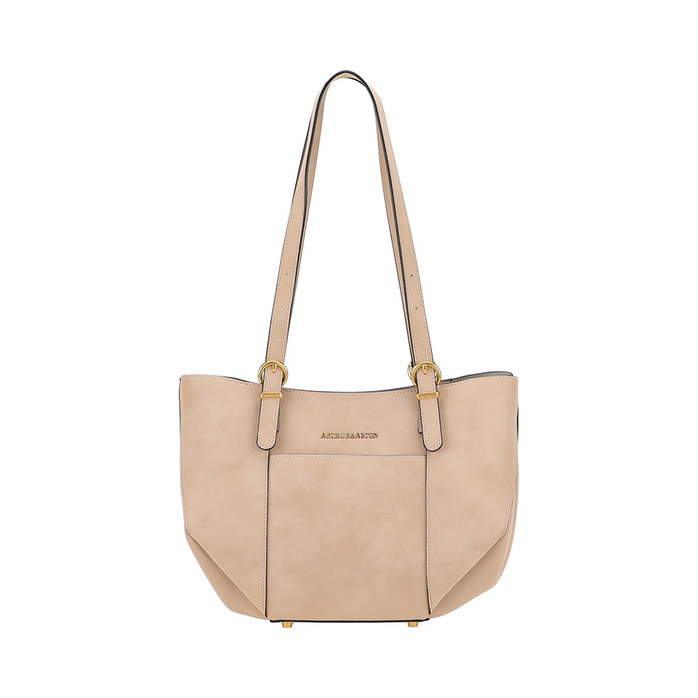 Sac Cabas Estellon En Dentelle De Cuir Suédé Beige Camel - Occasion élégante