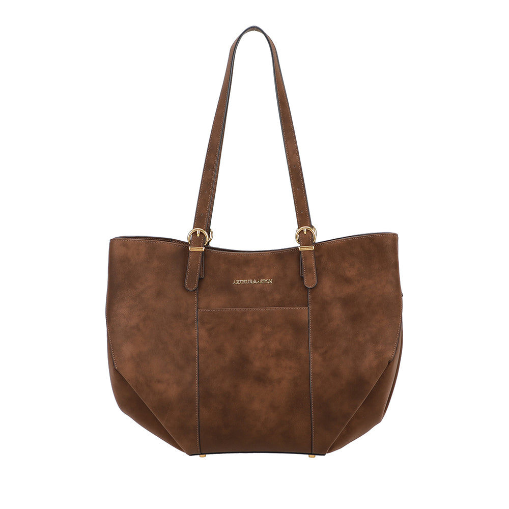 Sac cabas L croûte de cuir Madelena
