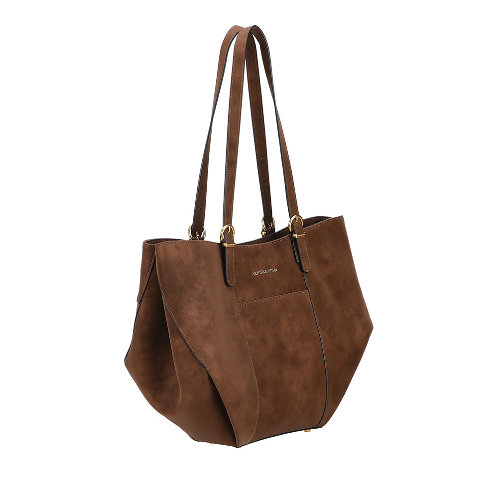 Sac cabas L croûte de cuir Madelena