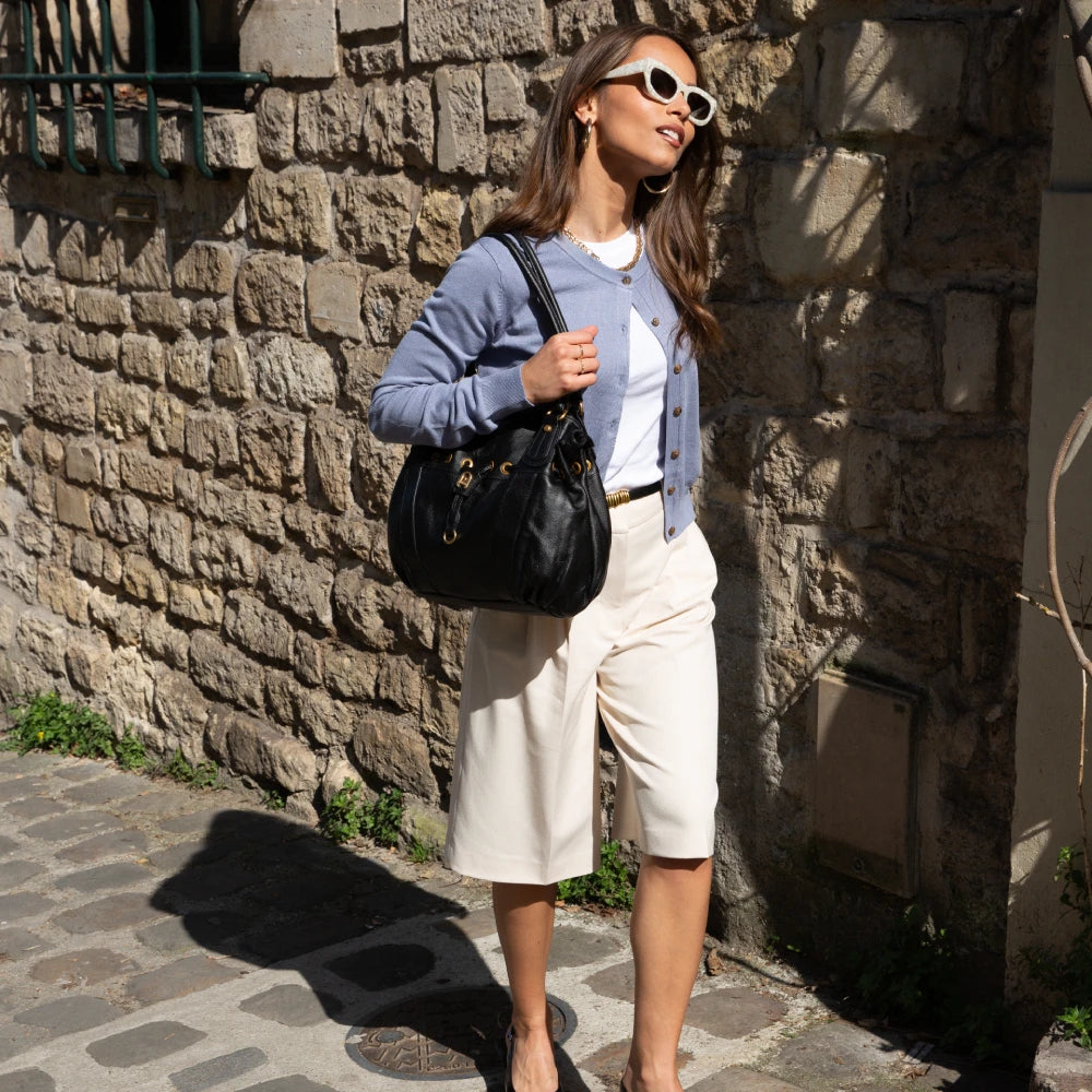 L Camille leather shoulder bag