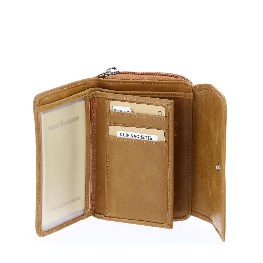Porte-monnaie et cartes en cuir huilé Rose