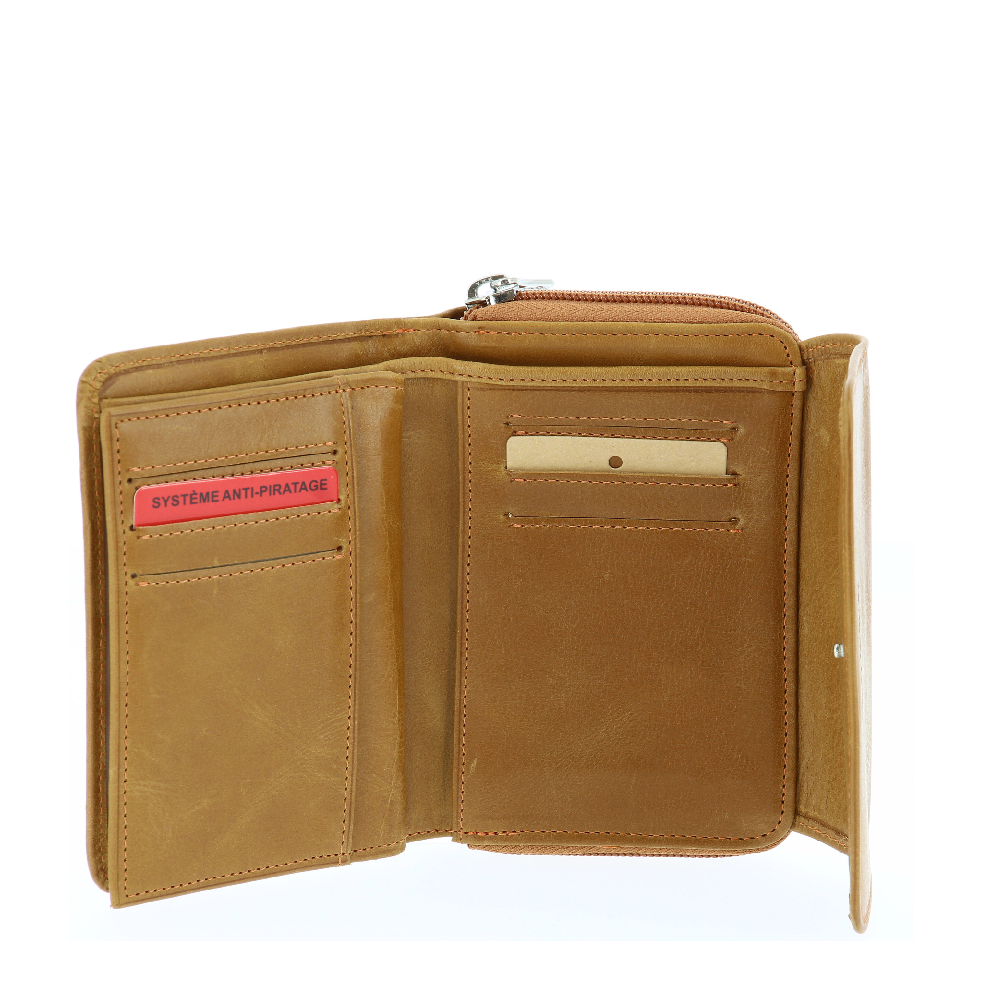 Porte-monnaie et cartes en cuir huilé Rose
