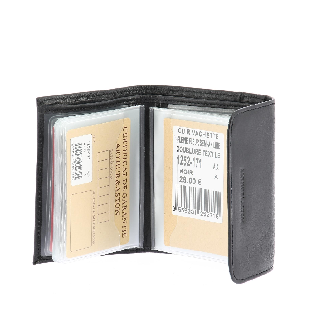 Oiled cowhide leather flap card holder