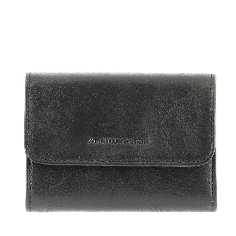 Oiled cowhide leather flap card holder