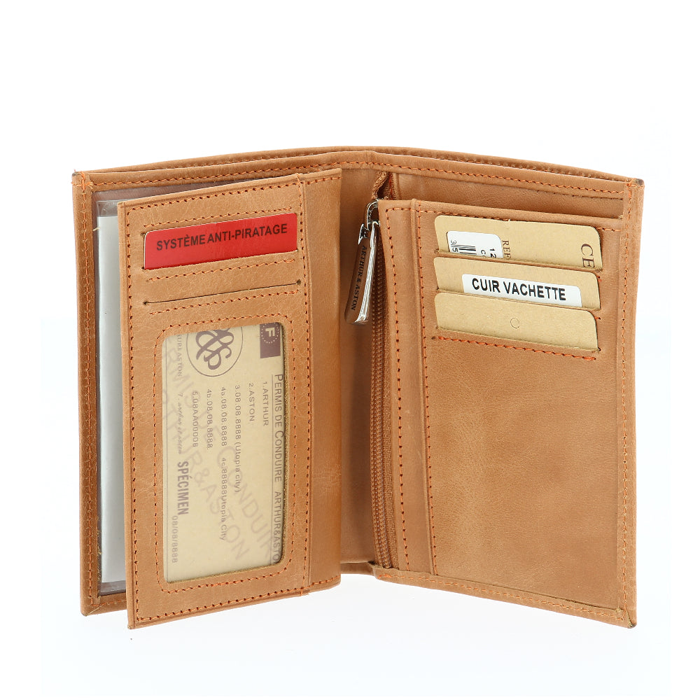 Portefeuille Rose en cuir