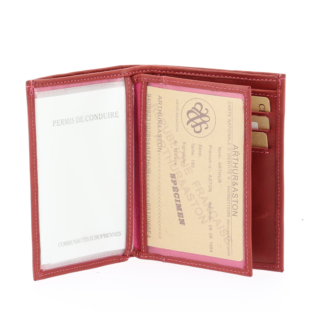 Portefeuille Rose en cuir