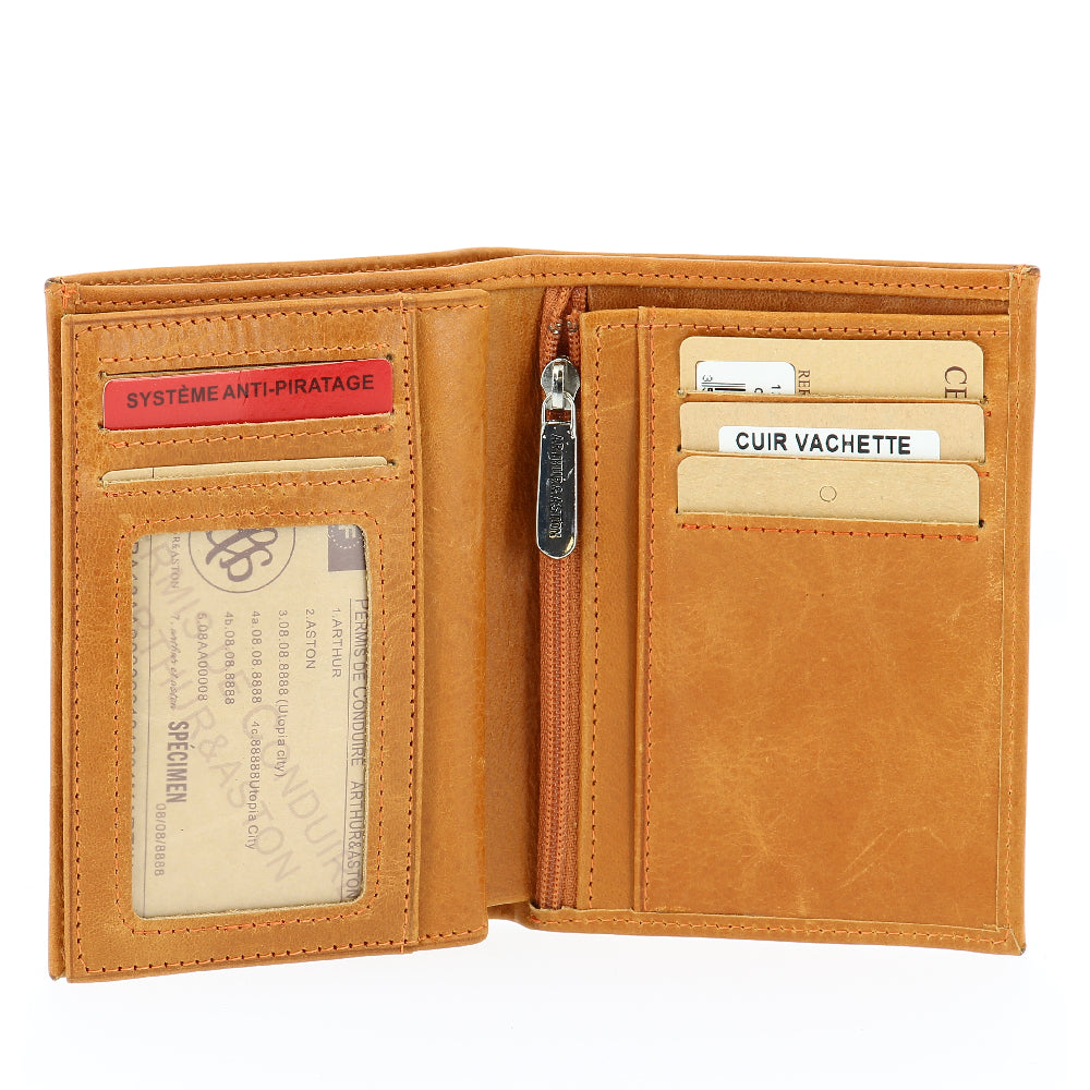 Portefeuille Rose en cuir