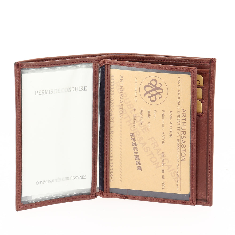 Portefeuille Rose en cuir