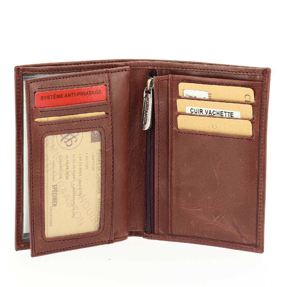 Portefeuille Rose en cuir