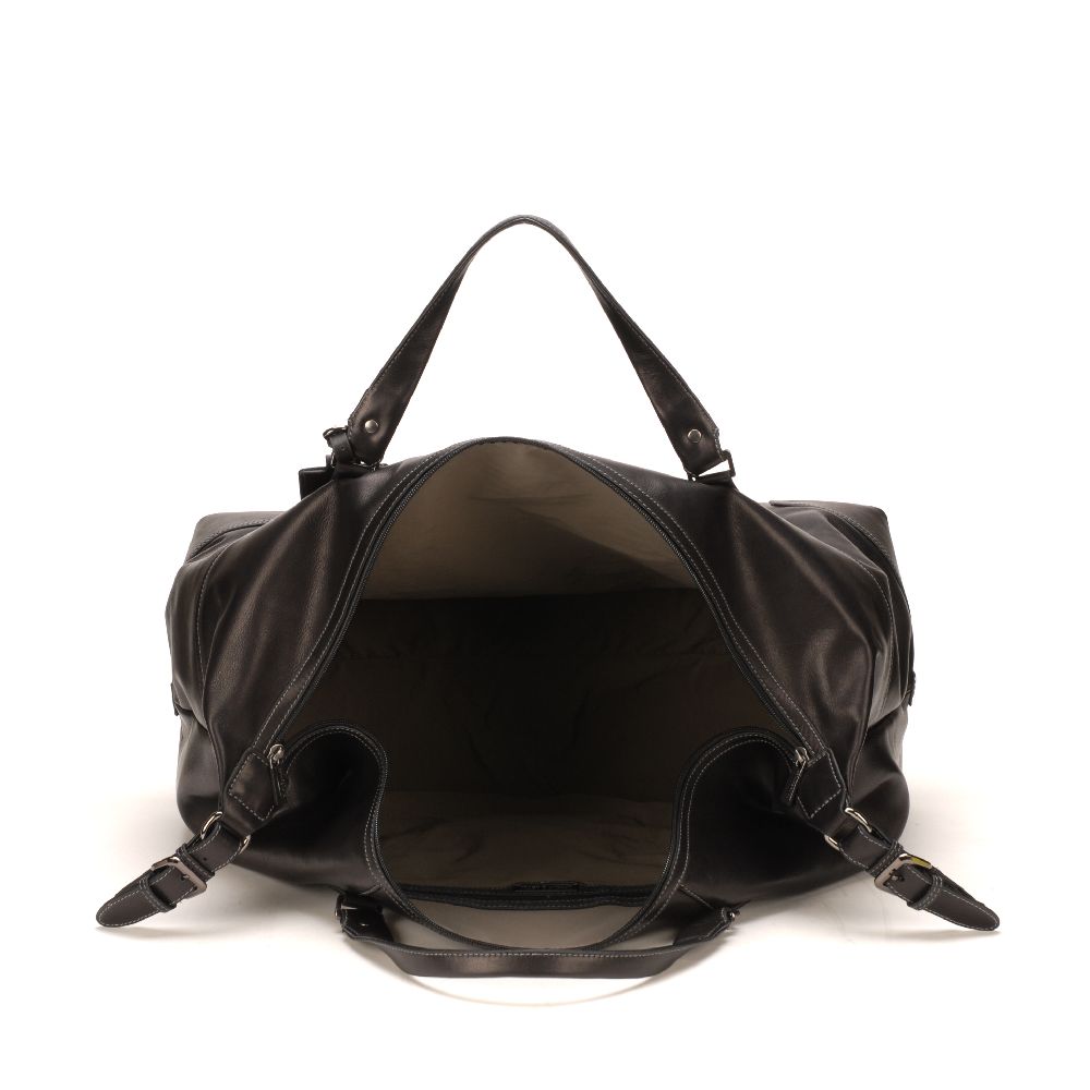 Large travel bag in dipped leather 