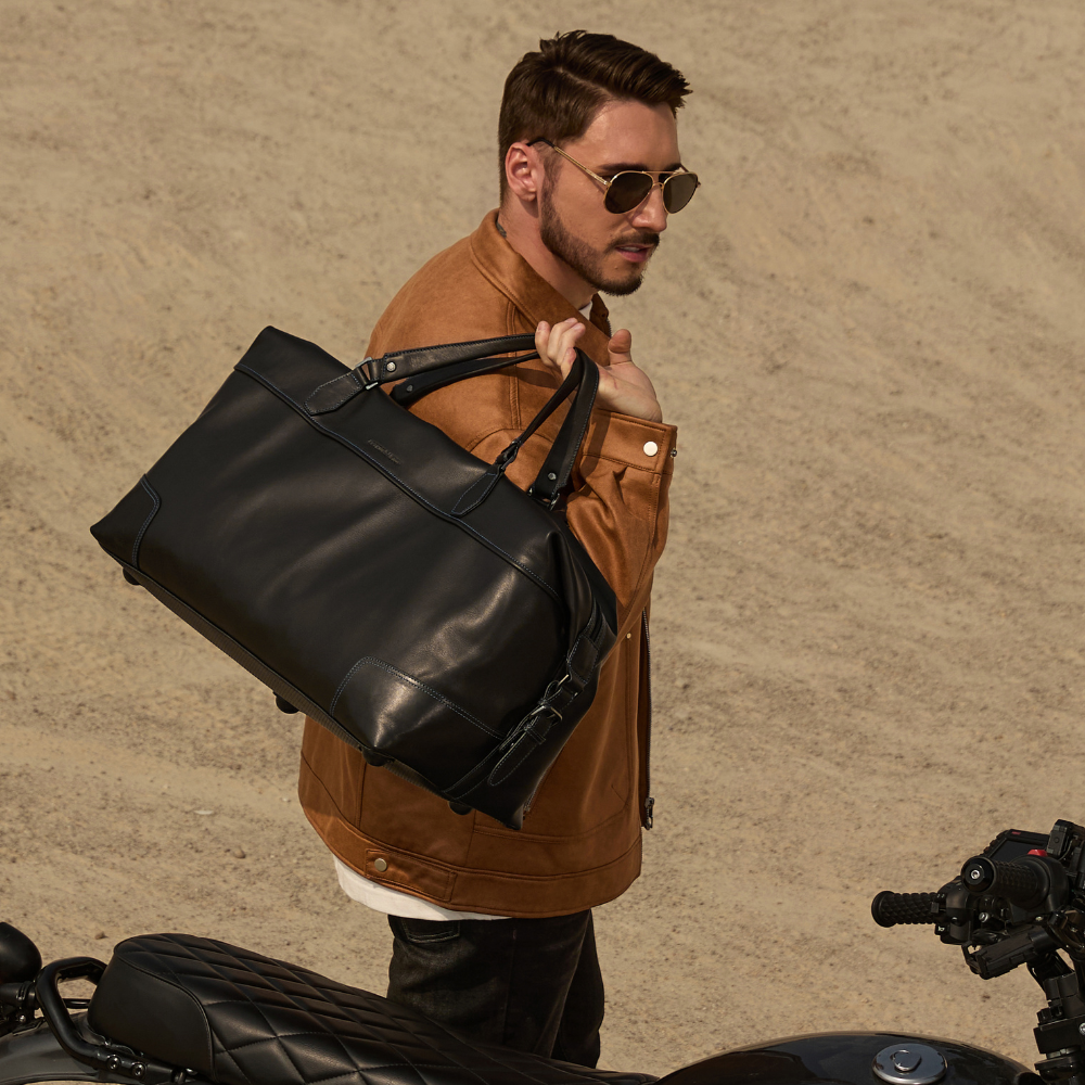 Sac de voyage en cuir plongé