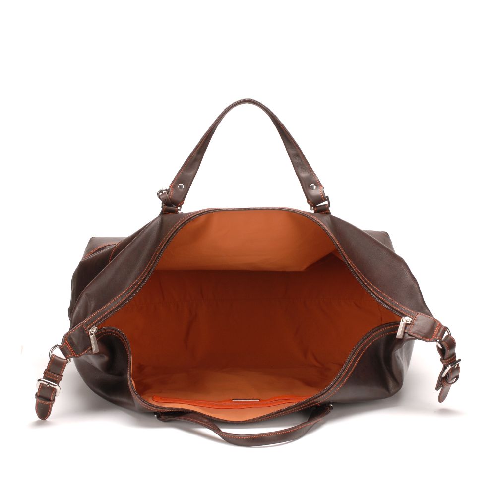 Large travel bag in dipped leather 
