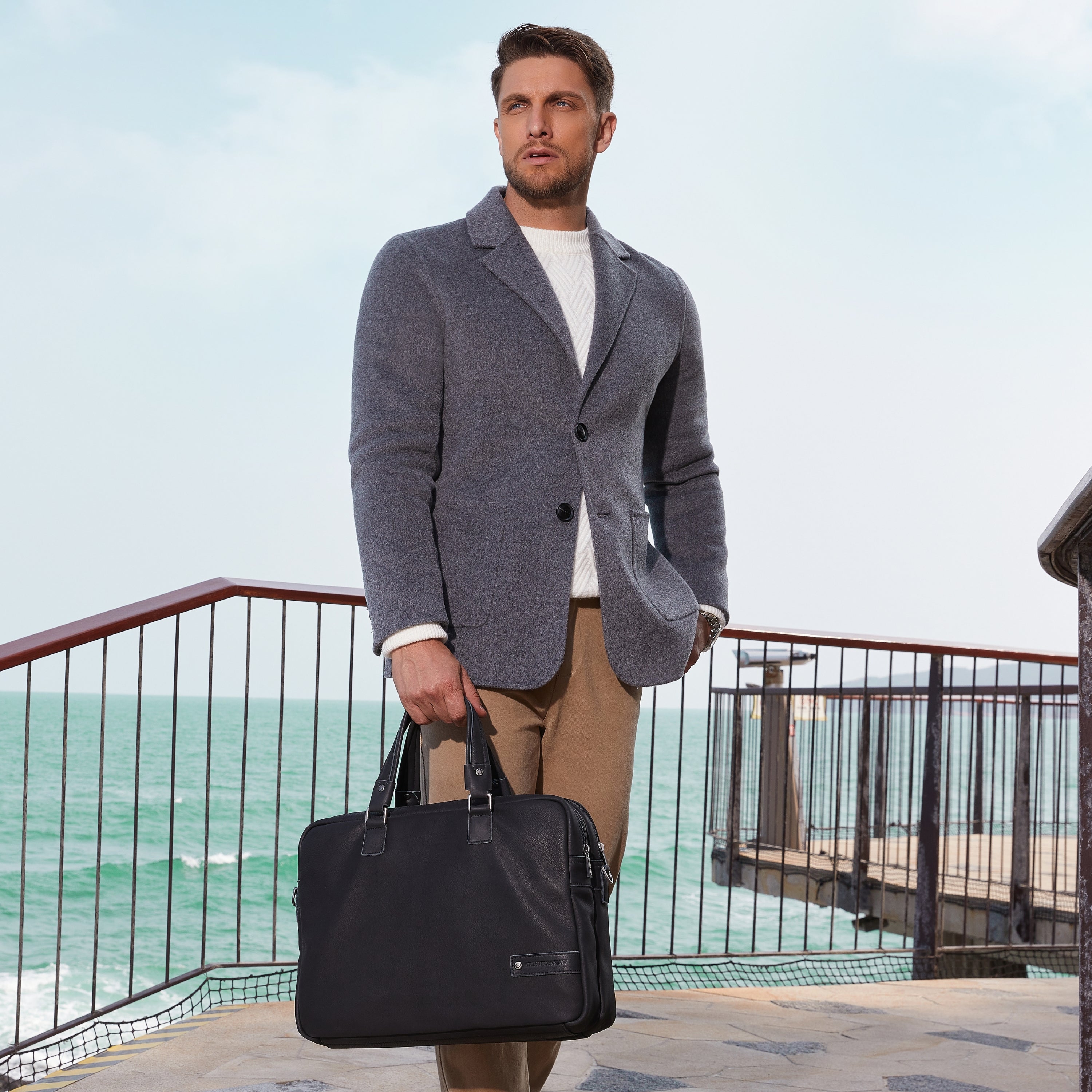 Oscar leather 3-gusset briefcase