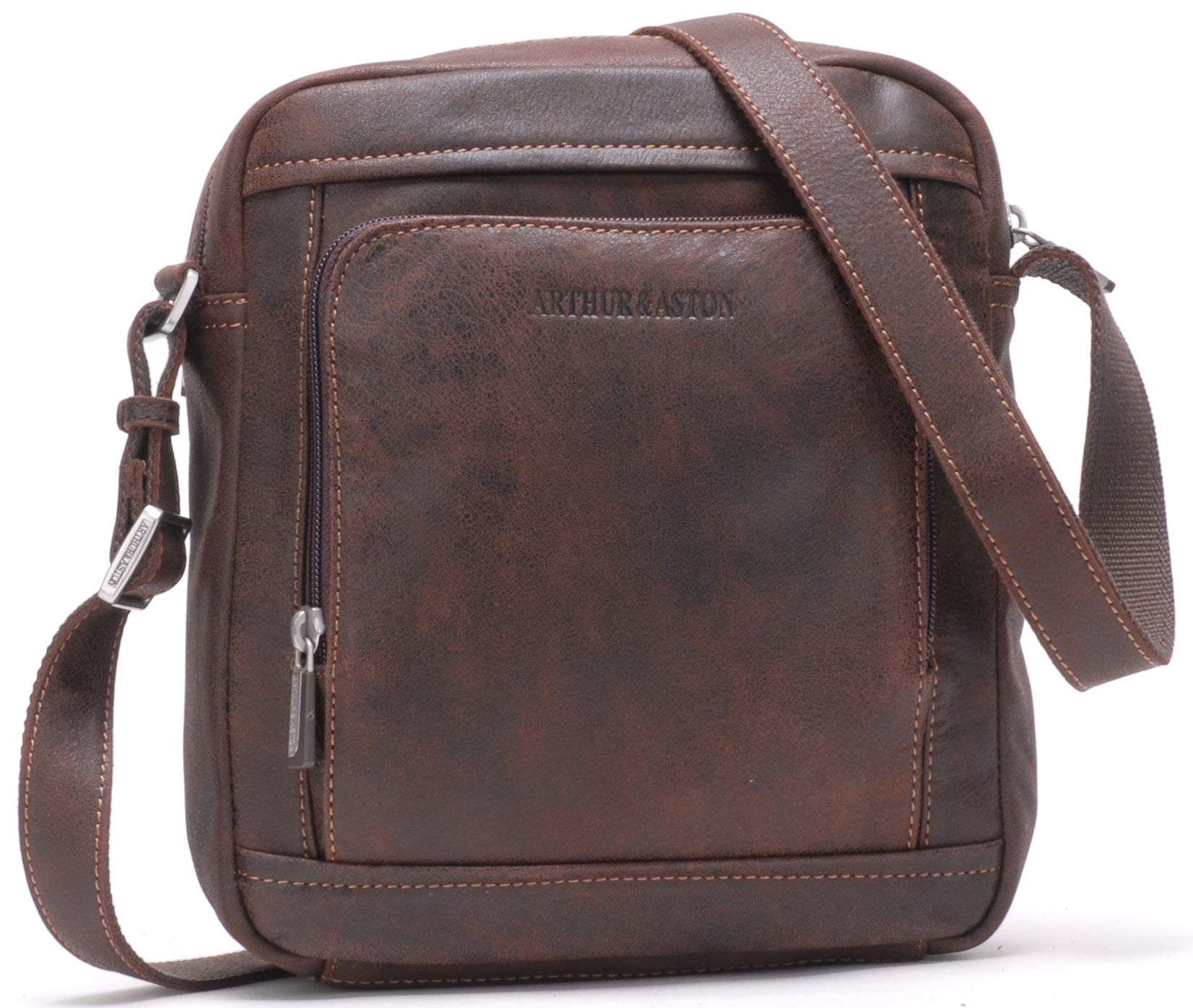 Large Cristiano leather destroyed crossbody bag