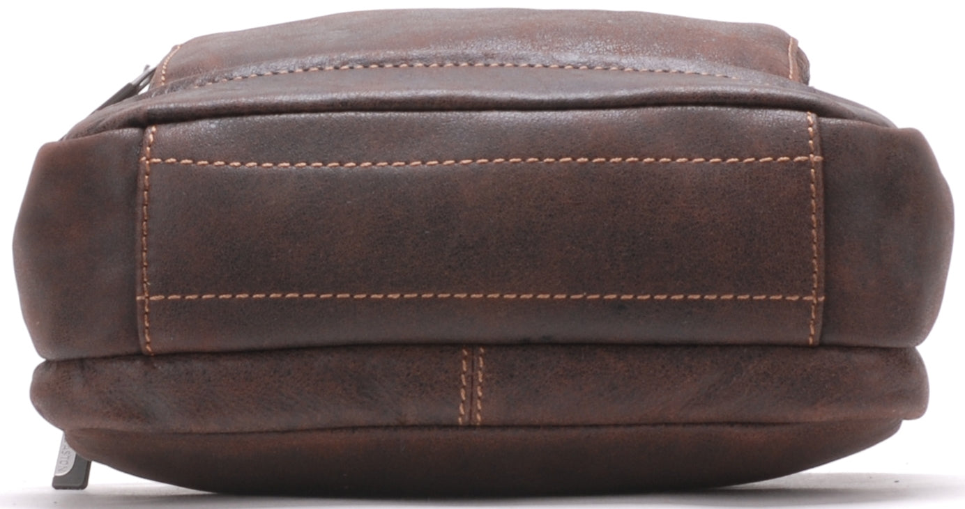 Large Cristiano leather destroyed crossbody bag
