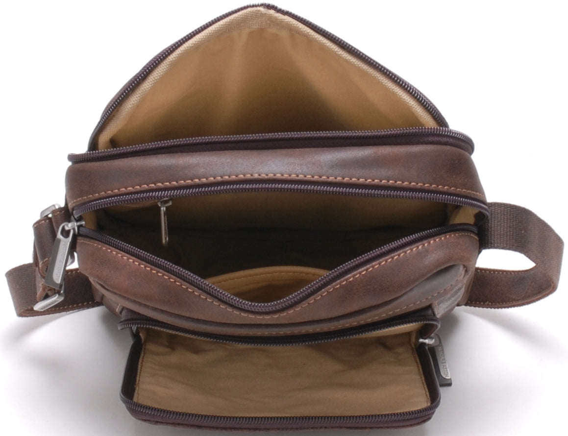 Large Cristiano leather destroyed crossbody bag