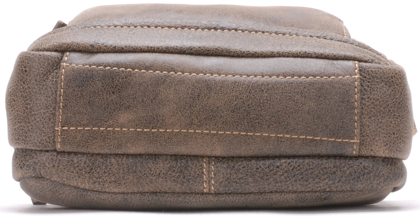 Large Cristiano leather destroyed crossbody bag