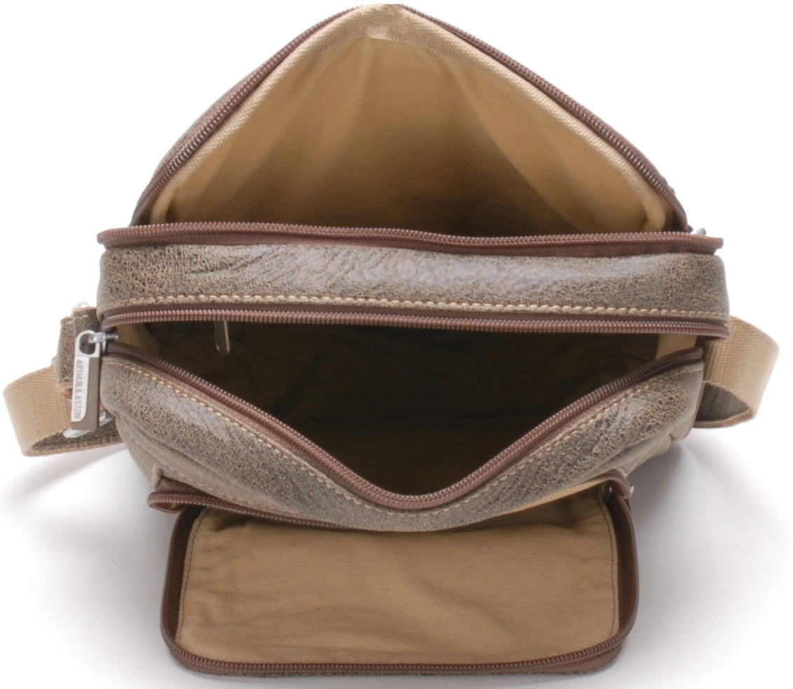 Large Cristiano leather destroyed crossbody bag