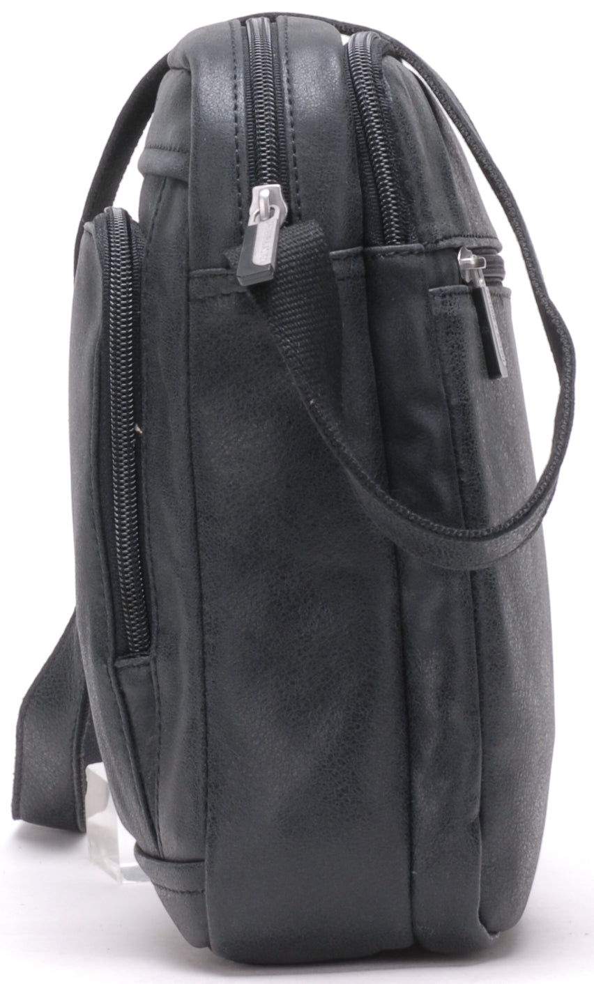 Large Cristiano leather destroyed crossbody bag